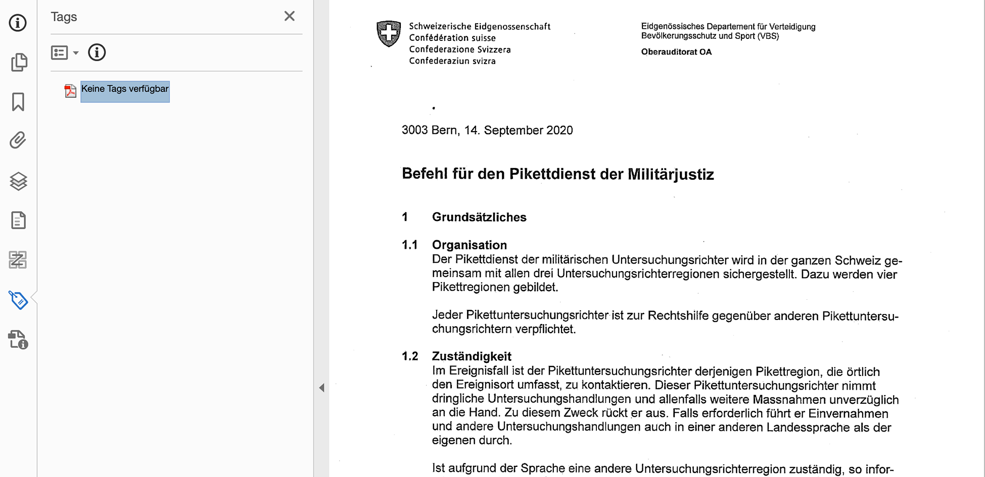 Abbildung 12: Testdokument 153 mit dem PDF/UA-Index 47. Die Seiten sind als Bild eingescannt worden. Die Texte sind nicht in Textform vorhanden. Folglich fehlen auch die PDF-Tags. Der Zugang zu den Informationen bleibt vollständig verwehrt.